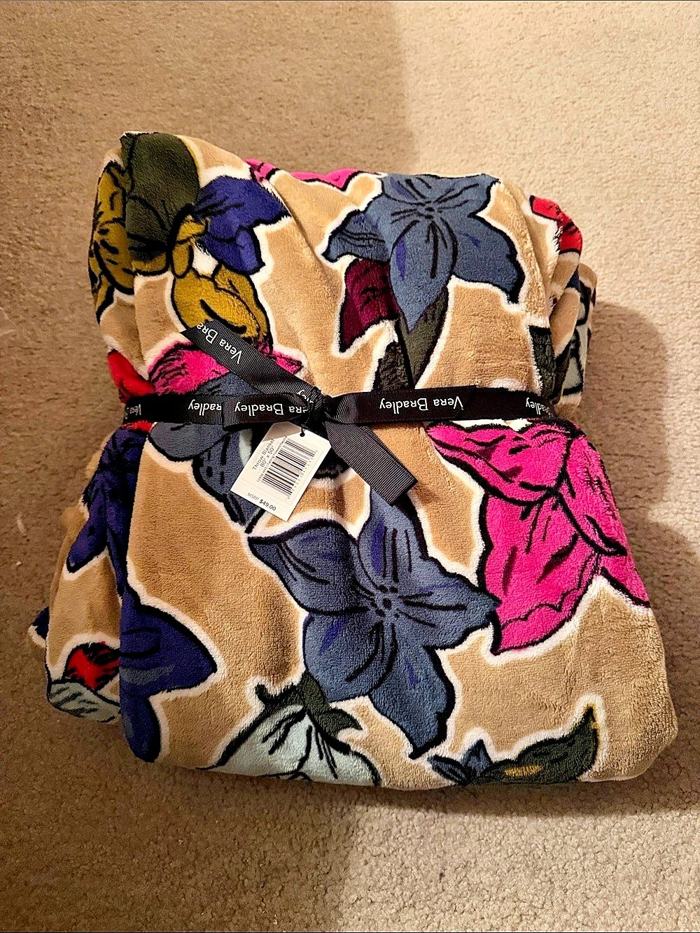 Vera Bradley Falling Flowers Neutral Throw Blanket